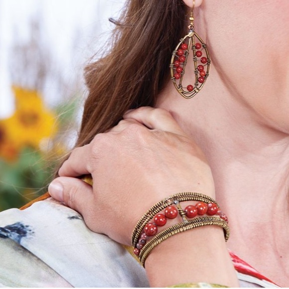 Evening embers red jasper cuff - Picture 2 of 5